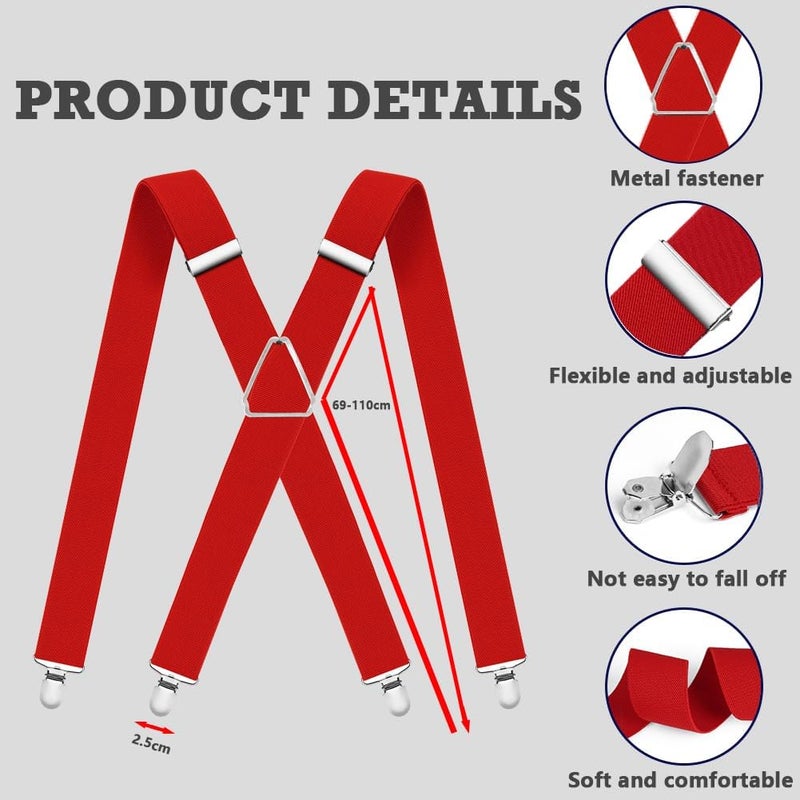 WOXVM Mens Suspenders Adjustable Braces with 4 Strong Metal Clips Elastic X Back Heavy Duty Suspender for Men and Women - Image 3